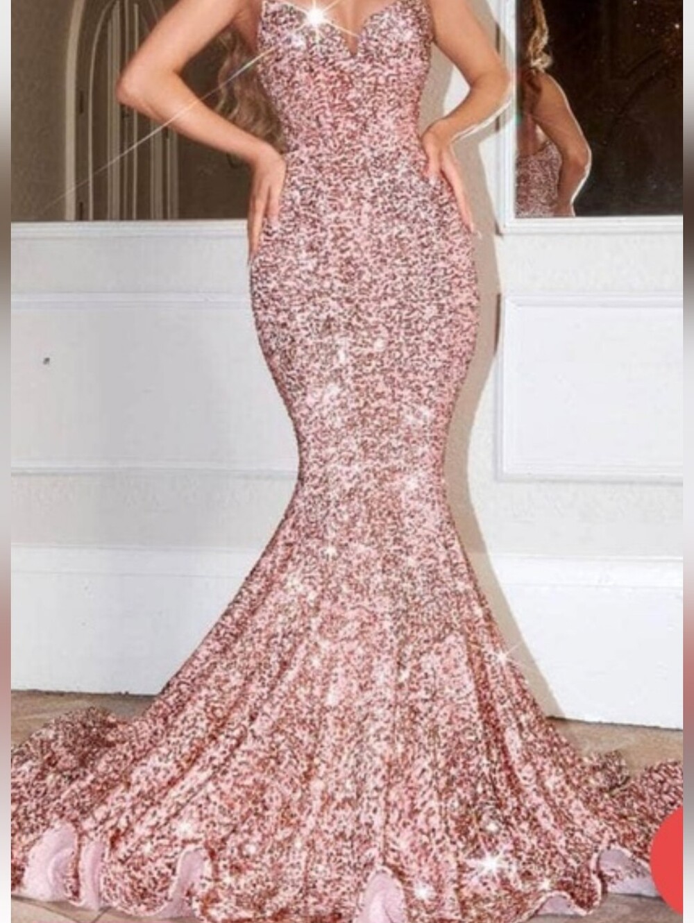 Portia and Scarlett Rose Gold Sequin Strapless Mermaid Gown size 12 New with tag